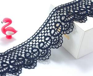 (1 метр) Кружево макраме 5см Завиток Цвет - Синий тёмный