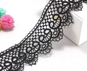 (1 метр) Кружево макраме 5см Завиток Цвет - Чёрный
