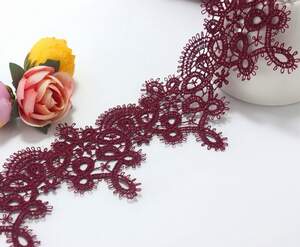 (1 метр) Кружево макраме 6см Фелиция Цвет - Бордовый