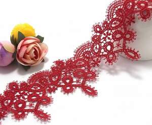 (1 метр) Кружево макраме 6см Фелиция Цвет - Красный