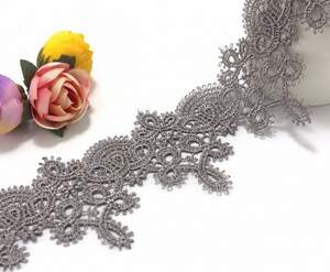 (1 метр) Кружево макраме 6см Фелиция Цвет - Серый