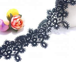 (1 метр) Кружево макраме 6см Фелиция Цвет - Синий тёмный