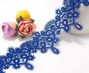 (1 метр) Кружево макраме 6см Фелиция Цвет - Синий электрик