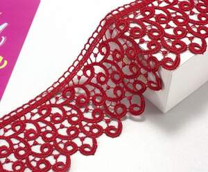 (1 метр) Кружево макраме 7см Сандра Цвет - Красный