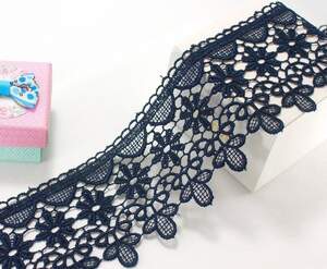 (1 метр) Кружево макраме 7см Ромашка Цвет - Синий тёмный