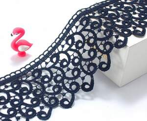 (1 метр) Кружево макраме 7см Сандра Цвет - Синий тёмный