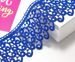 (1 метр) Кружево макраме 7см Сандра Цвет - Синий электрик