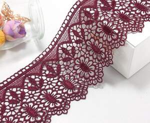 (1 метр) Кружево макраме 8см Ананас Цвет - Бордовый
