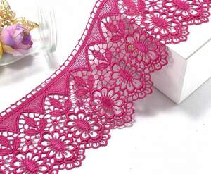 (1 метр) Кружево макраме 8см Ананас Цвет - Малиновый