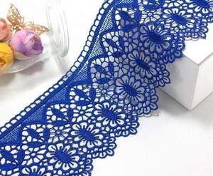 (1 метр) Кружево макраме 8см Ананас Цвет - Синий электрик