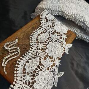 (1 метр) Кружево макраме Sindtex 10см Цвет - Белый (34М-C70098-1)