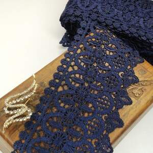 (1 метр) Кружево макраме Sindtex 10см Цвет - Синий тёмный (04М-L0052-3)
