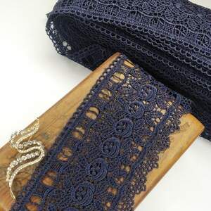 (1 метр) Кружево макраме Sindtex 10см Цвет - Синий тёмный (09М-Y10093-3)