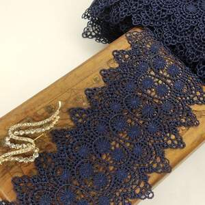 (1 метр) Кружево макраме Sindtex 10см Цвет - Синий тёмный (21М-Y12168-2)