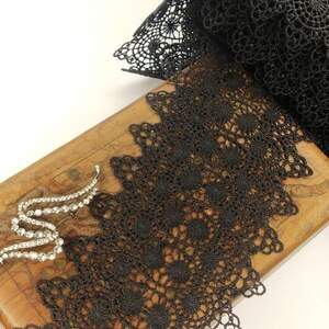 (1 метр) Кружево макраме Sindtex 10см Цвет - Черный (21М-Y12168-3)