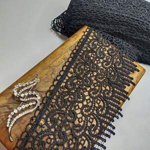 (1 метр) Кружево макраме Sindtex 10см Цвет - Черный (36М-SF-3998-3)