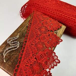 (1 метр) Кружево макраме Sindtex 11см Цвет - Красный (37М-D22225A-4)