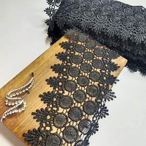 (1 метр) Кружево макраме Sindtex 11см Цвет - Черный (32М-Y11579A-4)