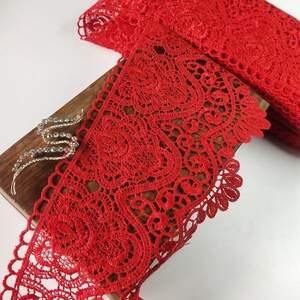 (1 метр) Кружево макраме Sindtex 14см Цвет - Красный (41М-LY018-0278-4)