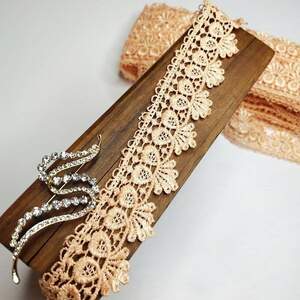 (1 метр) Кружево макраме Sindtex 4см Цвет - Персик (33М-Y12404A-2)