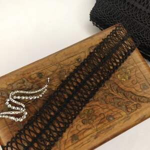 (1 метр) Кружево макраме Sindtex 4см Цвет - Черный (21М-SF-0051-2)