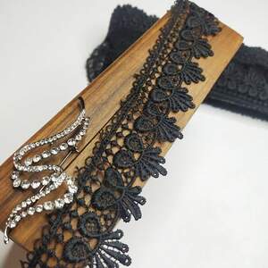 (1 метр) Кружево макраме Sindtex 4см Цвет - Черный (33М-Y12404A-1)