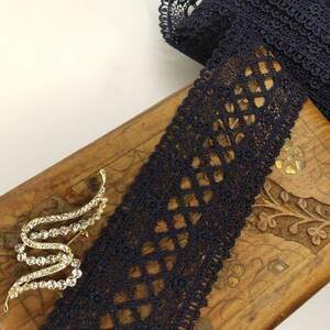 (1 метр) Кружево макраме Sindtex 5,5см Цвет - Синий тёмный (20М-S60351B-3-3)