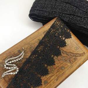 (1 метр) Кружево макраме Sindtex 5,5см Цвет - Черный (22М-Y10485-1)