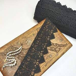 (1 метр) Кружево макраме Sindtex 5,5см Цвет - Черный (27М-XR12441-2)