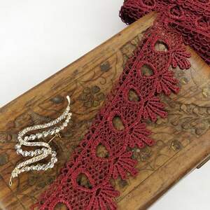 (1 метр) Кружево макраме Sindtex 5см Цвет - Бордовый (01М-Y10495-2)