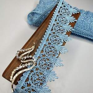 (1 метр) Кружево макраме Sindtex 5см Цвет - Голубой (33М-Y10331М-1)