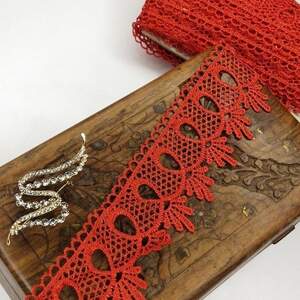 (1 метр) Кружево макраме Sindtex 5см Цвет - Красный (01М-Y10495-4)