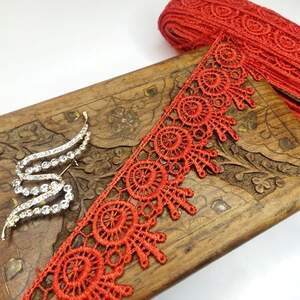 (1 метр) Кружево макраме Sindtex 5см Цвет - Красный (26М-H1931М-8)