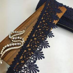 (1 метр) Кружево макраме Sindtex 5см Цвет - Синий темный (33М-Y10331М-2)