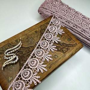 (1 метр) Кружево макраме Sindtex 5см Цвет - Сирень/пудра (26М-H1931М-2)