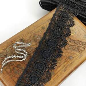 (1 метр) Кружево макраме Sindtex 5см Цвет - Черный (17М-XR11641A-2)