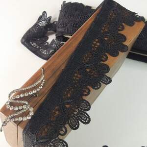 (1 метр) Кружево макраме Sindtex 5см Цвет - Черный (47М-H2122-2)