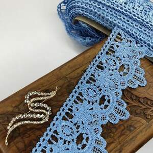(1 метр) Кружево макраме Sindtex 6,5см Цвет - Голубой (07М-T1138-3)
