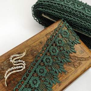 (1 метр) Кружево макраме Sindtex 6,5см Цвет - Зеленый (05М-XR13023-5)