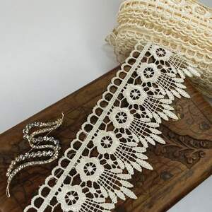 (1 метр) Кружево макраме Sindtex 6,5см Цвет - Молочный (05М-XR13023-8)