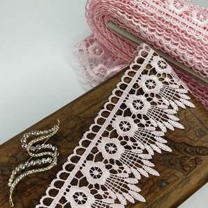 (1 метр) Кружево макраме Sindtex 6,5см Цвет - Розовый (05М-XR13023-10)