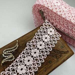 (1 метр) Кружево макраме Sindtex 6,5см Цвет - Розовый (08М-Y11560-7)