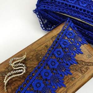 (1 метр) Кружево макраме Sindtex 6,5см Цвет - Синий электрик (05М-XR13023-13)