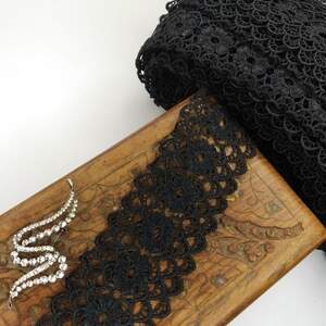 (1 метр) Кружево макраме Sindtex 6,5см Цвет - Черный (08М-Y11560-10)