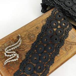 (1 метр) Кружево макраме Sindtex 6,5см Цвет - Черный (17М-HL0301-2)