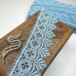 (1 метр) Кружево макраме Sindtex 6см Цвет - Голубой (28М-Y10494-7)