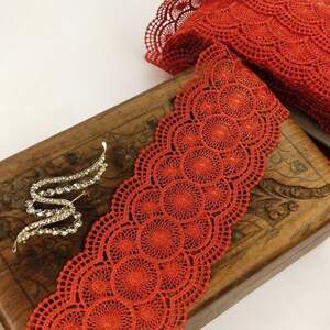 (1 метр) Кружево макраме Sindtex 6см Цвет - Красный (22М-Y10389-1)