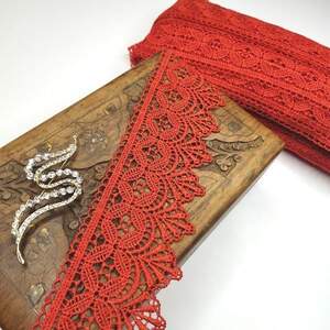 (1 метр) Кружево макраме Sindtex 6см Цвет - Красный (28М-Y10494-8)