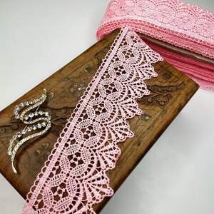 (1 метр) Кружево макраме Sindtex 6см Цвет - Розовый яркий (28М-Y10494-5)