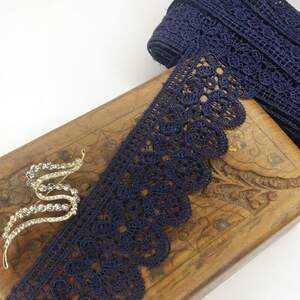 (1 метр) Кружево макраме Sindtex 6см Цвет - Синий тёмный (12М-SF-3150-3)